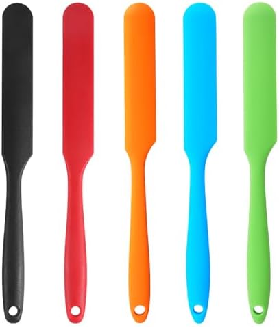 【5 Pack】Silicone Jar Spatula, Long Handle Jar Scraper Spurtle