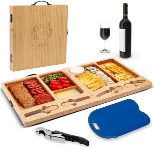Charcuterie Boards Set, Large Bamboo Cheese Board