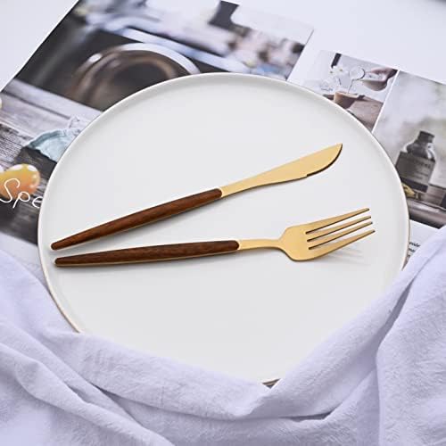 16-Piece Silverware Set with Cake Fork, Gold Stainless Steel Flatware