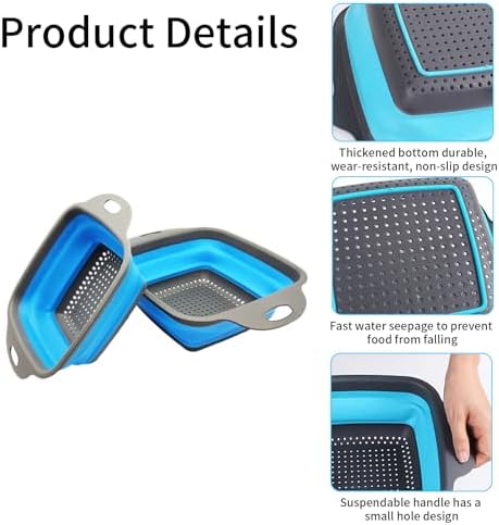 2 PCS Collapsible Colander, Collapsible Strainers for Kitchen