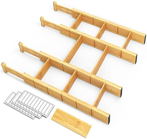 SpaceAid Bamboo Drawer Dividers with Inserts and Labels, Kitchen