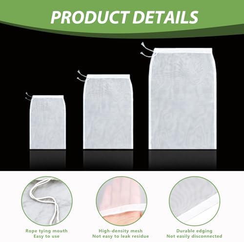 10Pack Cheese Cloth Bags for Straining Reusable Fine Mesh Strainer