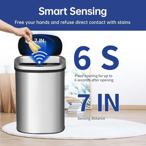 BestOffice 13 Gallon Stainless Steel Trash Can