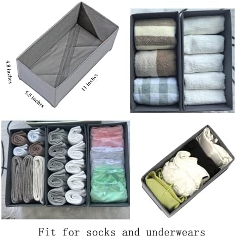 Bructhun Sock Drawer Organizer 3 Pack - Collapsible Fabric Storage