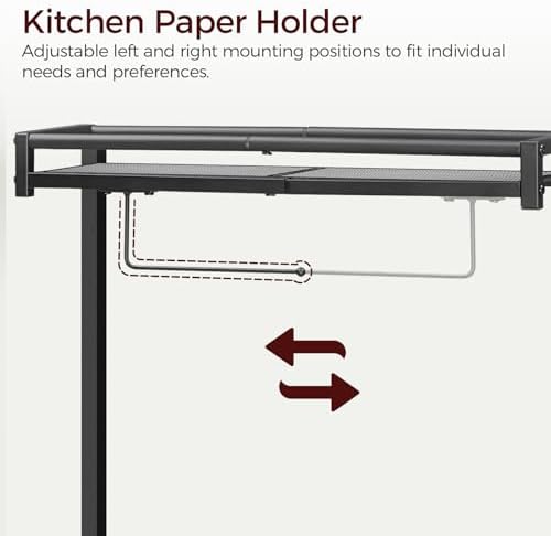 MAHANCRIS Bakers Rack with Power Outlet, Rustic Brown and Black