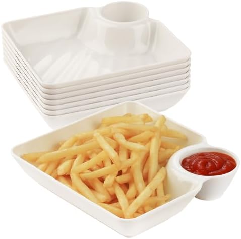 8 pcs Chips and Salsa Serving Dish, White Reusable Chip and Dip Bowl