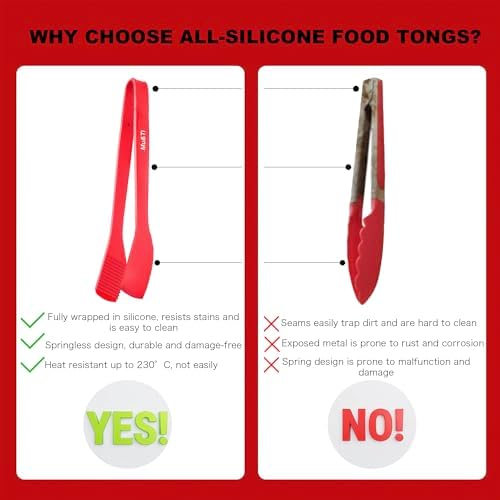 Mu&Ti Silicone Kitchen Tongs, 2-in-1, 11 In