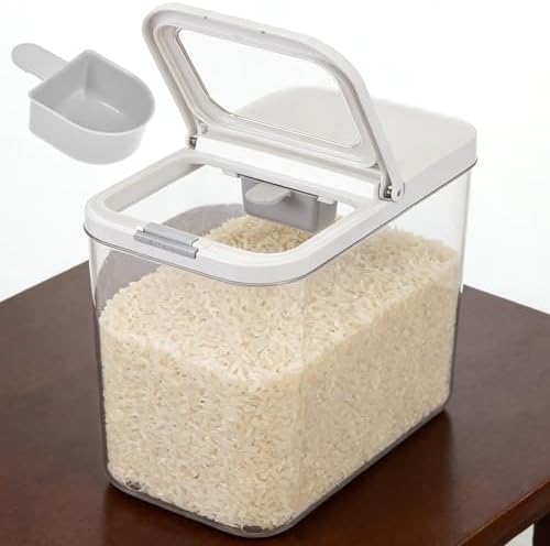20-25 lbs Rice Dispenser with Measuring Spoon 11.4Qt/12L Large