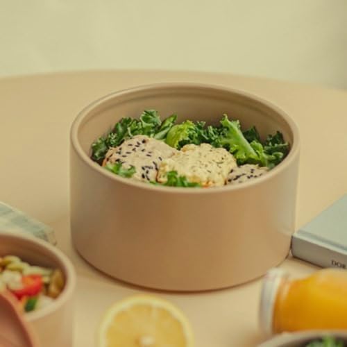 6 Set FIKA One Kitchen Ceramic Round Food Container Set with Glass
