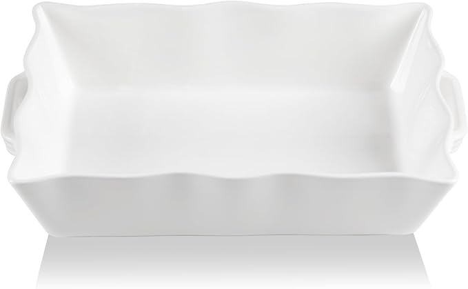 Sweejar Casserole Dishes for Oven, Ceramic 9x13 Baking Dish, Wave Edge Bakeware by Sweejarco1949