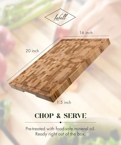 Labell Canadian Maple Cutting Board, 16 x 20 x 1.5 Inches
