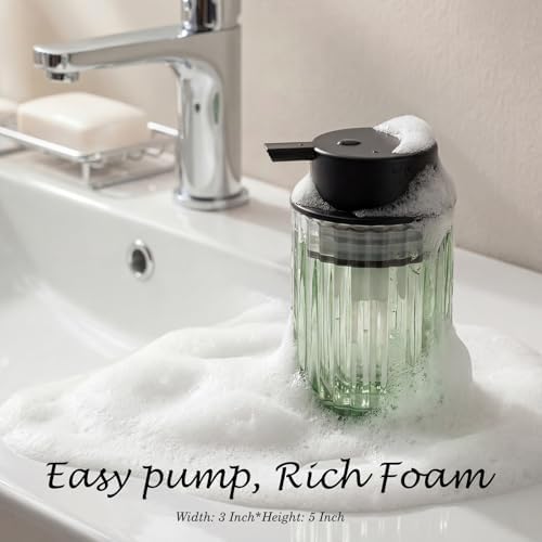Amolliar Foaming Soap Dispenser, Green Glass Foam Soap Dispenser