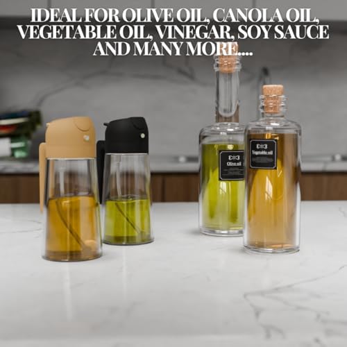 2-in-1 Oil Dispenser and Sprayer, 16oz/470ml Glass Bottle