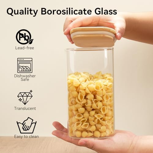 Glass Spaghetti Pasta Storage Container - 3 Pack 2.5 QT Airtight Food
