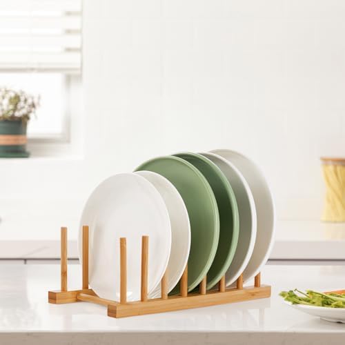 HBlife 2-Pack Bamboo Wooden Dish Rack, 7-Slot