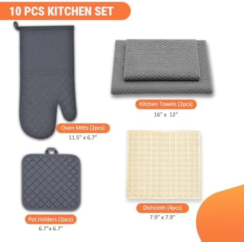 10-Piece Oven Mitt, Pot Holder and Kitchen Towel Set