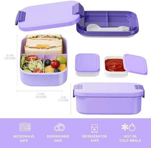 JBGOYON Bento Box and Lunch Bag Set, Purple