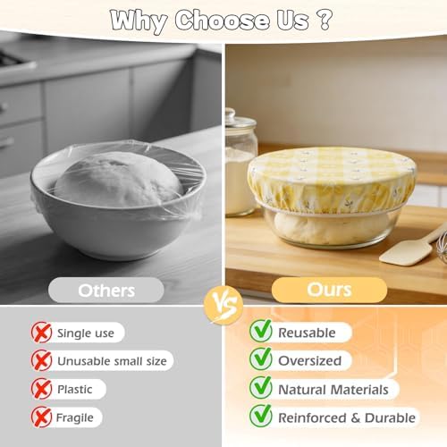 Reusable Beeswax Bowl Covers-3 PCS Elastic Cotton Food