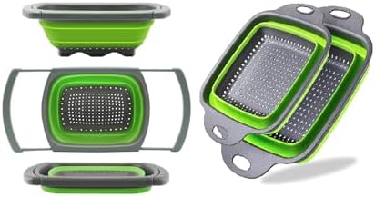 Silicone Collapsible Colander Set – Foldable Over-The-Sink Kitchen