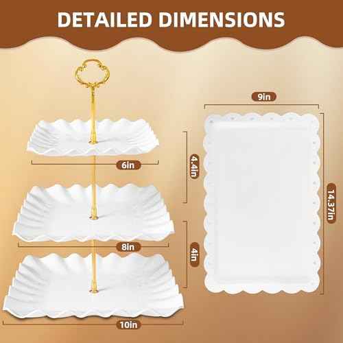 10 Pack Dessert Table Display Set, 4 Three-Tier Square Cupcake Stands