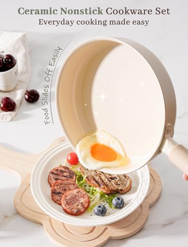Astercook Pots and Pans Set Non Stick,Non Toxic 18 Pcs Ceramic