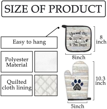 Camper Dog Lover Oven Mitts and Pot Holders Set