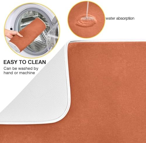Emelivor Burnt Orange Dish Drying Mat for Kitchen Counter Absorbent