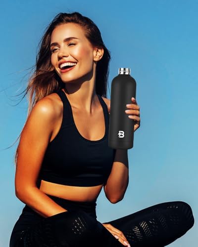 Stainless Steel Insulated Water Bottle no straw for Travel, Gym, 23oz