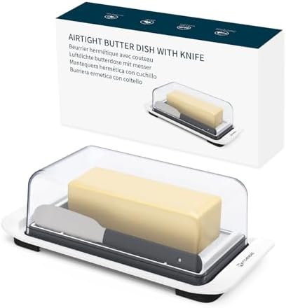 KITCHENDAO Airtight Butter Dish with Lid and Knife Spreader for