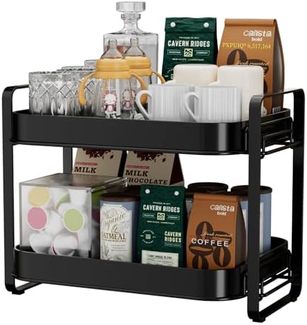2-Tier Cup Drying Rack & Coffee Bar Accessories with Drying Tray