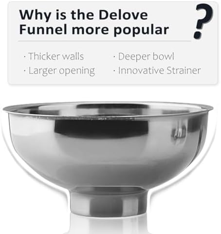 Delove Canning Funnel with Strainer for Wide and Regular Mason Jars