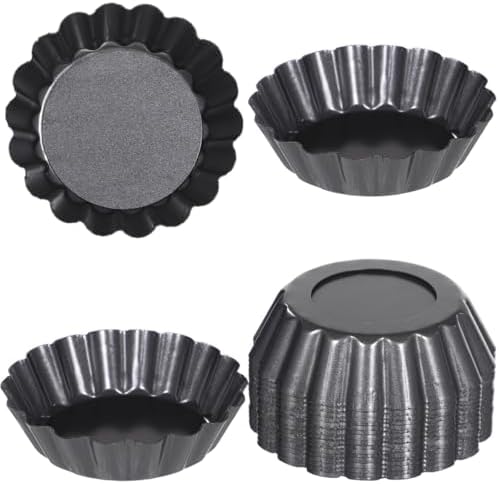 Set of 16 Mini Removable Bottom Tart Pans, 3 Inches Nonstick Fluted