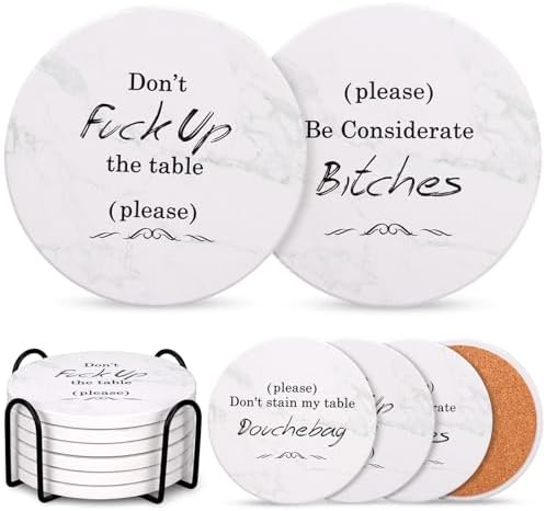 White Elephant Gifts for Adults Funny Christmas Coasters Set with