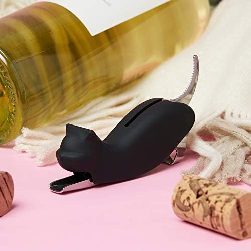 True Zoo Allie the Black Cat Corkscrew Wine Opener with Built-in