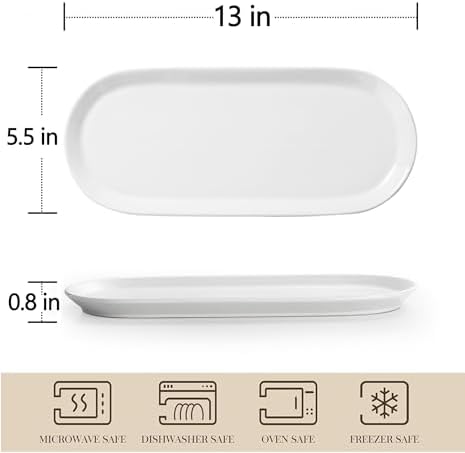 Ceramic Oval Serving Platters Set of 4, 13 Inch Long Serving Trays for