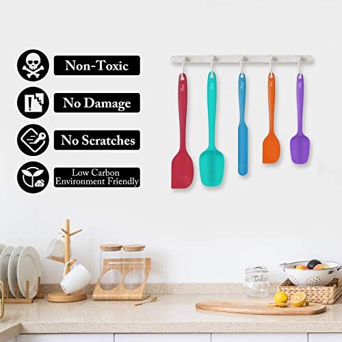 HOTEC 600°F Heat Resistant Silicone Rubber Spatula Set,Multicolor, Set