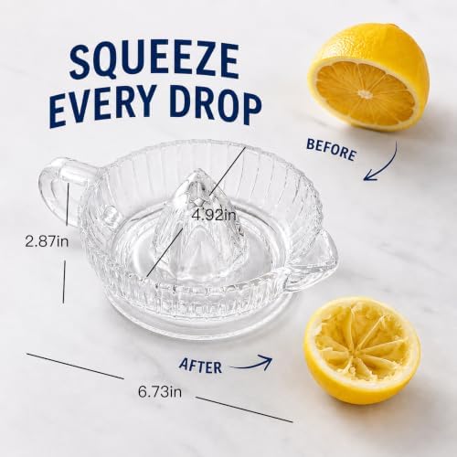 Glass Lemon Lime Squeezer, Manual Citrus Juicer