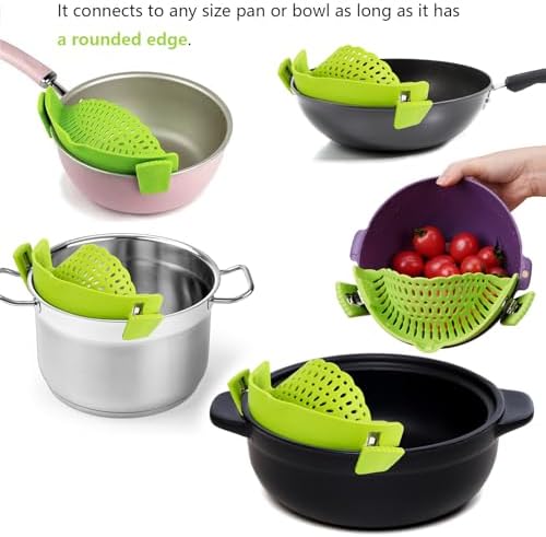 3 Pcs Silicone Clip-on Food Strainer Pasta Strainer for All Pots and