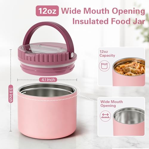 12oz Thermo for Hot Food Kids,Wide Mouth Insulated Vacuum Food