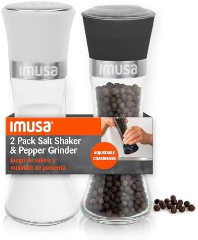 IMUSA Salt Shaker and Pepper Grinder Set, 2-Pack