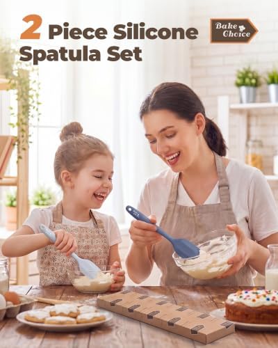 Bake Choice 2-Piece Heat Resistant Silicone Spatula Set with Steel