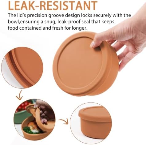 24 fl oz Silicone Airtight Lunch Bowl with Lid, Food Container