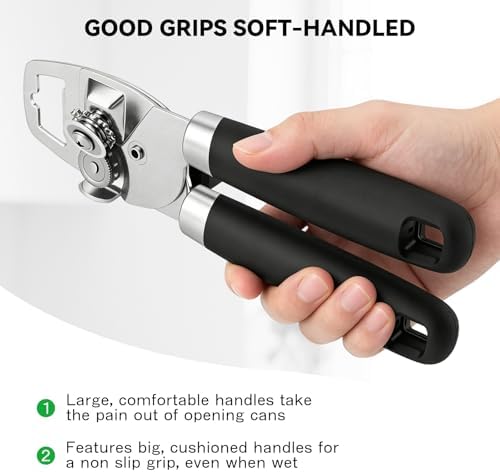 NileHome Smooth Edge Manual Can Opener, Sharp Steel Wheel Senior