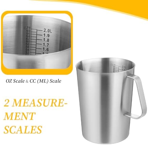 Stainless Steel Measuring Cup with Handle and Pour Lip, 2000ml 70OZ