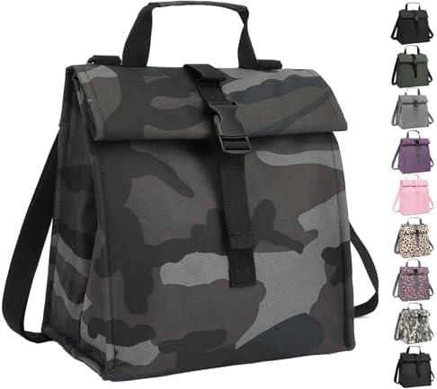 GYEUKHAM Insulated Lunch Bag, Black Camouflage