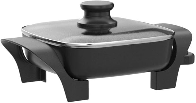 Elite Gourmet EG808 Electric Skillet 8"x8" Non-Stick Coating, Tempered Glass Lid - Image 4