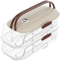 Plastic Egg Holder Dispenser with Lid, 2 Tier Fridge Rack