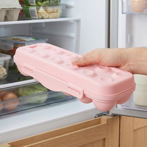 2-Piece 12-Grid Pink Egg Storage Container