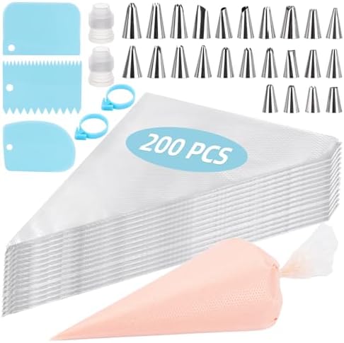 Piping Bags and Tips Set 12 in 200 Piping Bag, 231 Pcs Frosting Piping