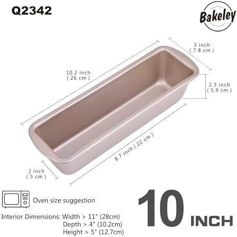 10 Inch Rectangle Loaf Pan 2 Pack Nonstick Bakeware for Oven Baking